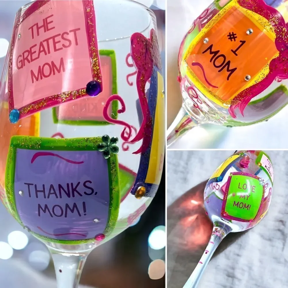Lolita “#1 Mom” wine glass l Love My Wine l Hand-Painted Collectable